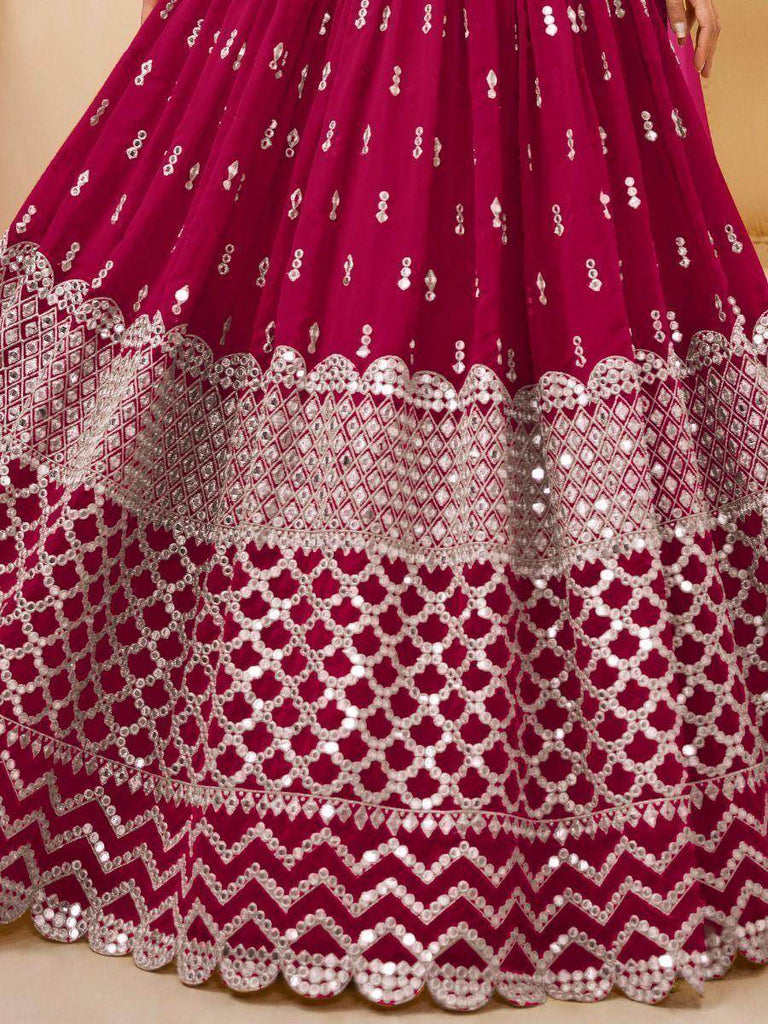 Mesmerizing Dark Pink Sequins Work Georgette Bridesmaid Lehenga Choli