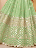 Attractive Pastel Green Sequins Work Georgette Lehenga Choli