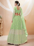 Attractive Pastel Green Sequins Work Georgette Lehenga Choli