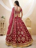 Charismatic Red Zari Work Art Silk Wedding Wear Lehenga Choli