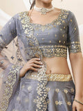 Marvelous Grey Embroidered Art Silk Engagement Wear Lehenga Choli