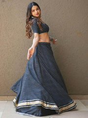 Engaging Black Leheriya Print Georgette Reception Wear Lehenga Choli