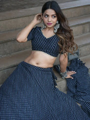 Engaging Black Leheriya Print Georgette Reception Wear Lehenga Choli