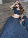 Engaging Black Leheriya Print Georgette Reception Wear Lehenga Choli