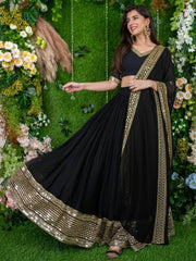 Dazzle Black Zari Embroidered Georgette Festival Wear Lehenga Choli