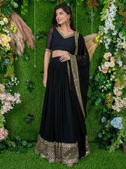 Dazzle Black Zari Embroidered Georgette Festival Wear Lehenga Choli
