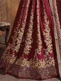 Maroon Embroidery Raw Silk Wedding Lehenga Choli With Dupatta