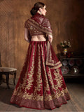 Maroon Embroidery Raw Silk Wedding Lehenga Choli With Dupatta