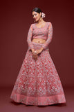 Alluring Pink Dori Work Soft Net Ceremony Wear Lehenga Choli