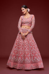 Alluring Pink Dori Work Soft Net Ceremony Wear Lehenga Choli