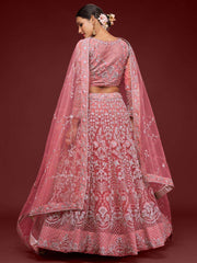 Alluring Pink Dori Work Soft Net Ceremony Wear Lehenga Choli