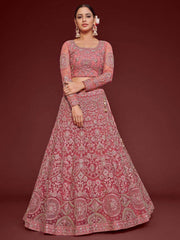 Captivating Pink Embroidered Soft Net Event Wear Lehenga Choli