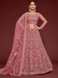 Captivating Pink Embroidered Soft Net Event Wear Lehenga Choli
