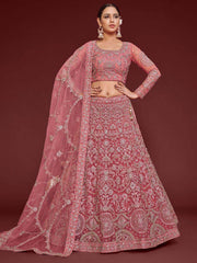 Captivating Pink Embroidered Soft Net Event Wear Lehenga Choli