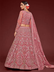 Captivating Pink Embroidered Soft Net Event Wear Lehenga Choli