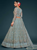 Exquisite Sky-Blue Dori Work Soft Net Ceremony Wear Lehenga Choli