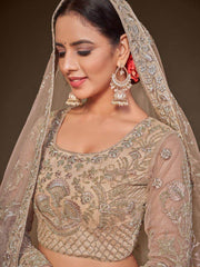 Gorgeous Beige Embroidered Soft Net Occasion Wear Lehenga Choli