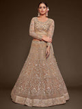 Gorgeous Beige Embroidered Soft Net Occasion Wear Lehenga Choli
