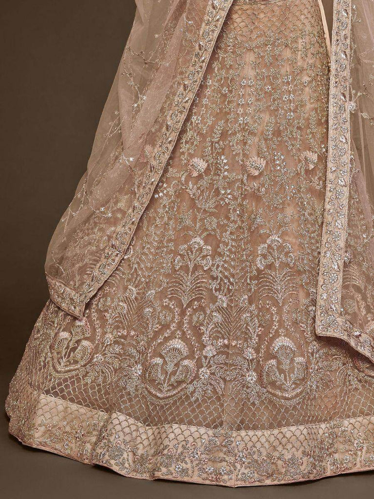 Gorgeous Beige Embroidered Soft Net Occasion Wear Lehenga Choli