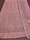 Enchanting Light Pink Embroidered Soft Net Wedding wear Lehenga Choli