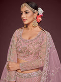 Enchanting Light Pink Embroidered Soft Net Wedding wear Lehenga Choli