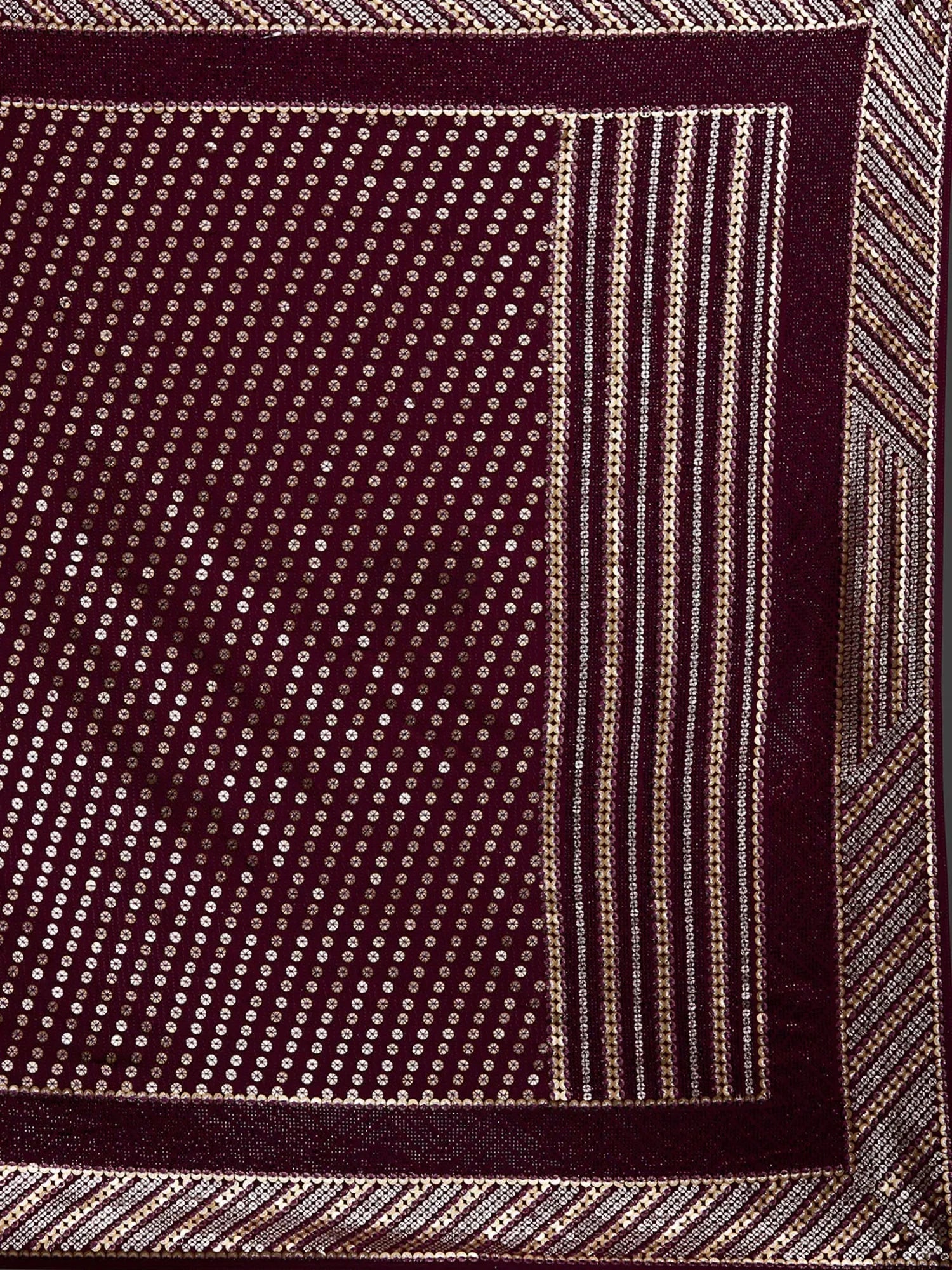 Precious Maroon Sequins Georgette Cocktail Party Wear Saree