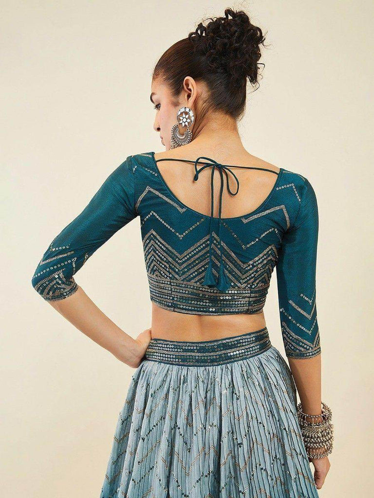 Magnetic Blue Sequins Art Silk Wedding Wear Lehenga Choli