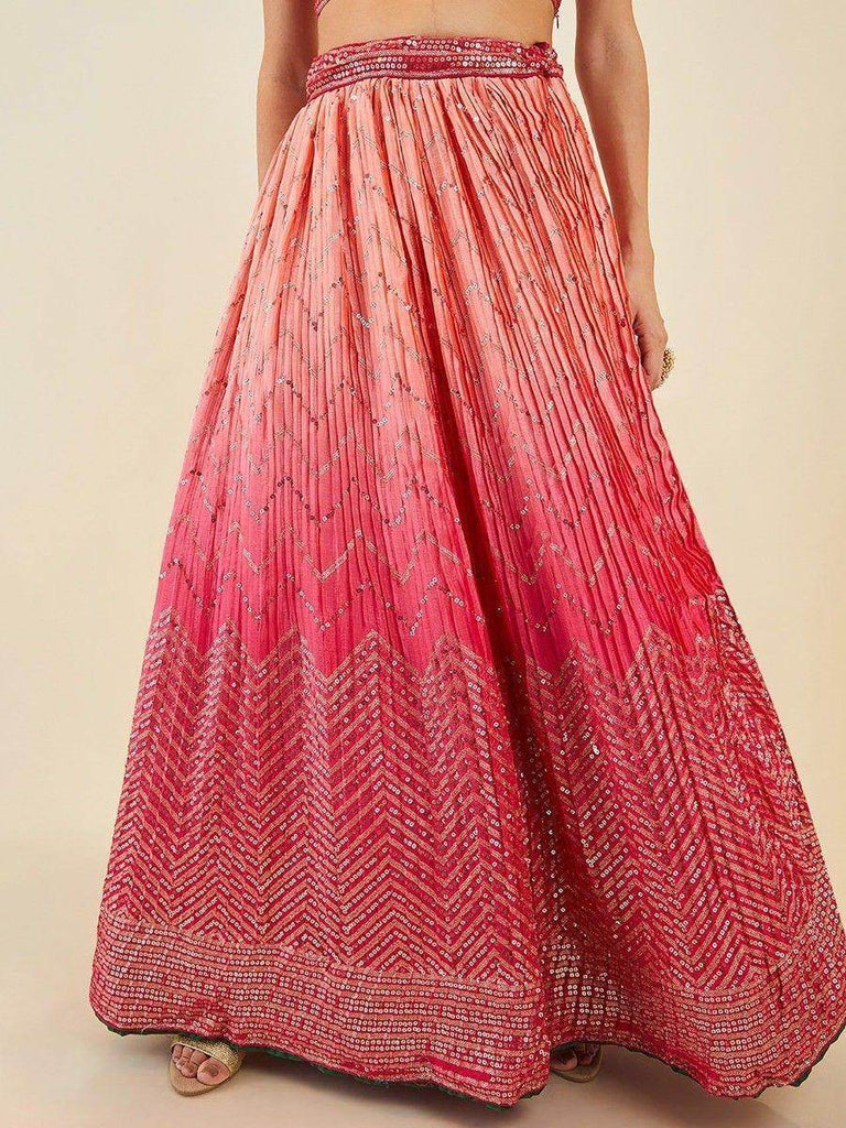 Mesmerizing Pink Sequins Art Silk Festival Wear Lehenga Choli