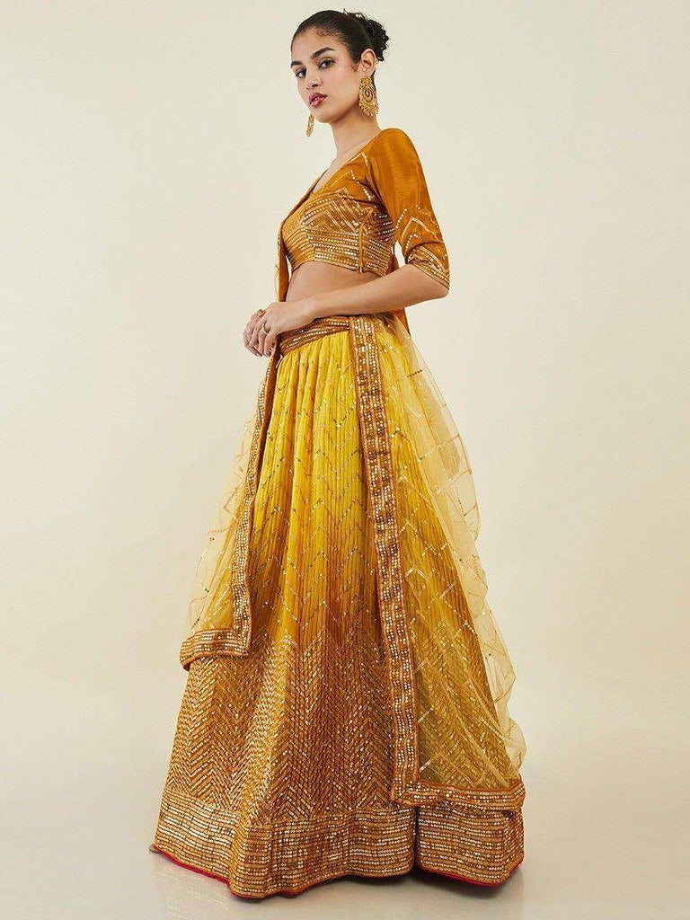 Captivating Yellow Sequins Art Silk Haldi Wear Lehenga Choli