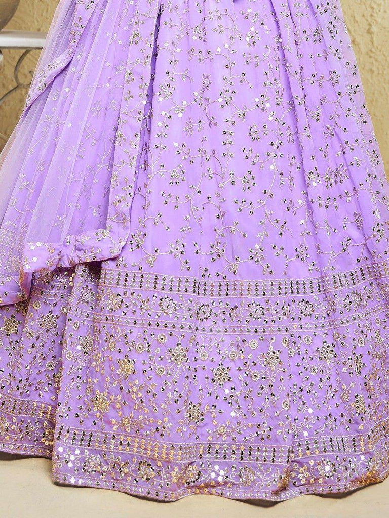 Spectacular Lavender Embroidered Georgette Bridesmaid Lehenga Choli