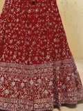 Stunning Red Embroidered Georgette Wedding Wear Lehenga Choli