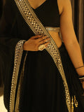 Pretty Black Heavy Lace Work Georgette Reception Wear Lehenga Choli