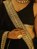 Pretty Black Heavy Lace Work Georgette Reception Wear Lehenga Choli