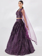 Excellent Wine Sequins Net Designer Lehenga Choli With Dupatta
