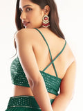Sweet Green Georgette Reception Wear Lehenga Choli With Dupatta