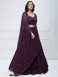 Wonderful Purple Sequins Georgette Party Wear Lehenga Choli