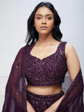 Wonderful Purple Sequins Georgette Party Wear Lehenga Choli