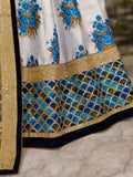 Off-White Flower Print Silk Wedding Lehenga Choli