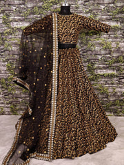 Black Zari Embroidered Silk Bridal Lehenga Choli