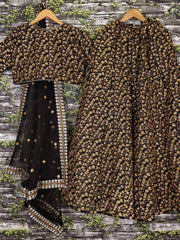 Black Zari Embroidered Silk Bridal Lehenga Choli