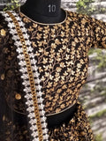 Black Zari Embroidered Silk Bridal Lehenga Choli