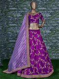 Purple Embroidery Mulberry Silk Wedding Lehenga Choli