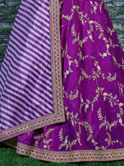 Purple Embroidery Mulberry Silk Wedding Lehenga Choli