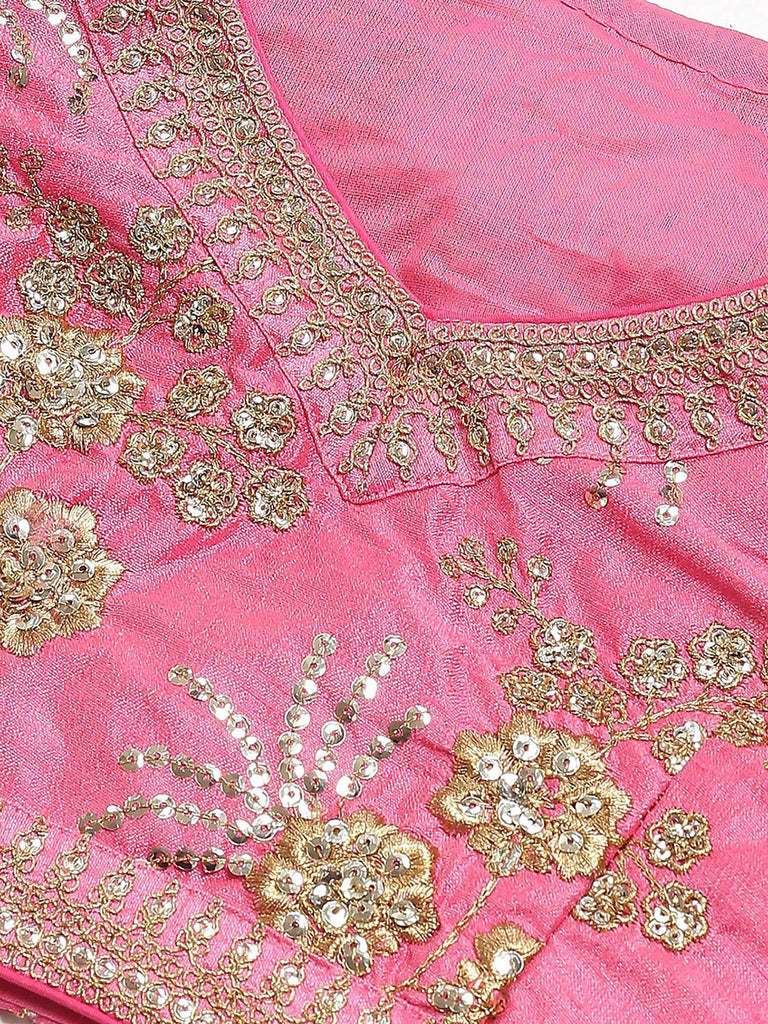 Pink Embroidery Thai Silk Bridal Lehenga Choli