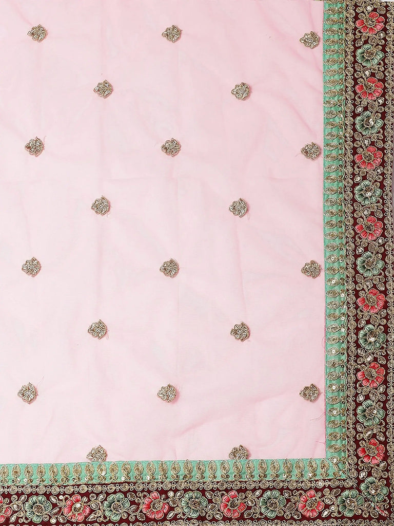 Pink Embroidered Art Silk Bridal Lehenga Choli