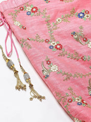 Pink Embroidered Art Silk Bridal Lehenga Choli
