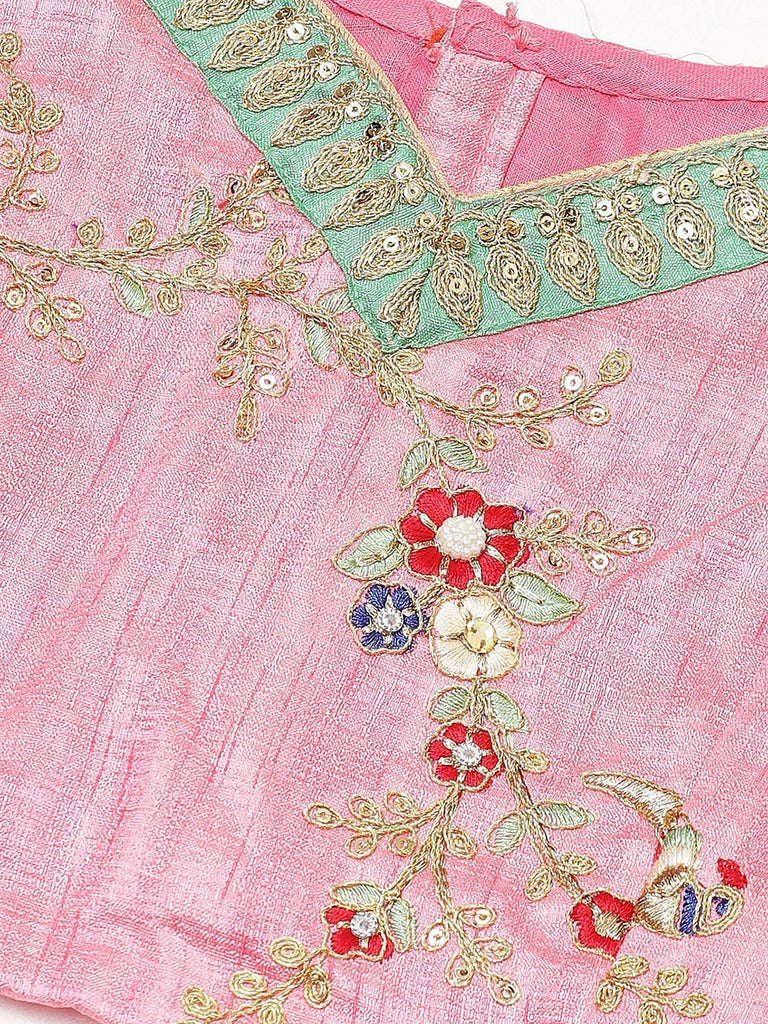 Pink Embroidered Art Silk Bridal Lehenga Choli