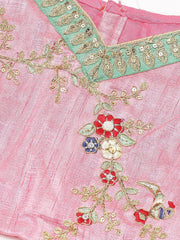 Pink Embroidered Art Silk Bridal Lehenga Choli