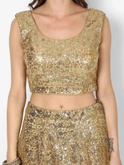 Gold Sequence Embroidered Art Silk Partywear Lehenga Choli