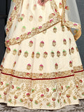 Cream Embroidered Silk Bridal Lehenga Choli